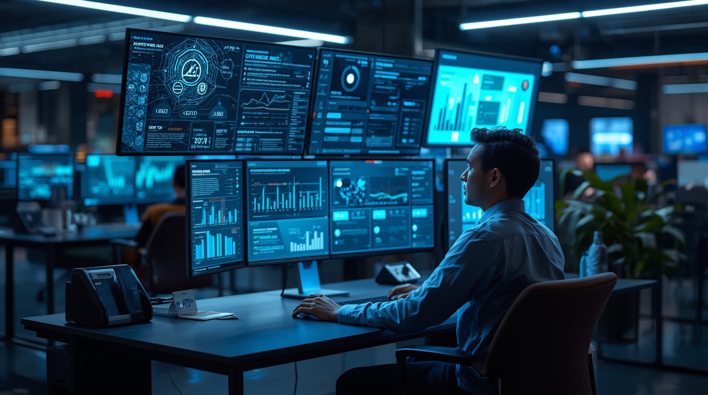 AI-powered automation transforming small businesses, with software solutions for improving efficiency, operational productivity, and strategy, offering insights into trends, customer behavior, and data analytics for growth and competitive advantage.